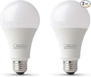 Feit Electric A19 100W Equivalent LED Light Bulbs, Dimmable, 5000k Daylight, 1600 Lumens, 22 Year Lifetime, E26 Base, CRI 90, UL Listed, Damp Rated, 2 Pack, OM100DM/950CA/2