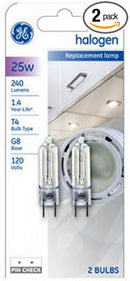 GE 97664 25-Watt 240-Lumen Specialty T4 Halogen Light Bulb, Clear, 2-Pack
