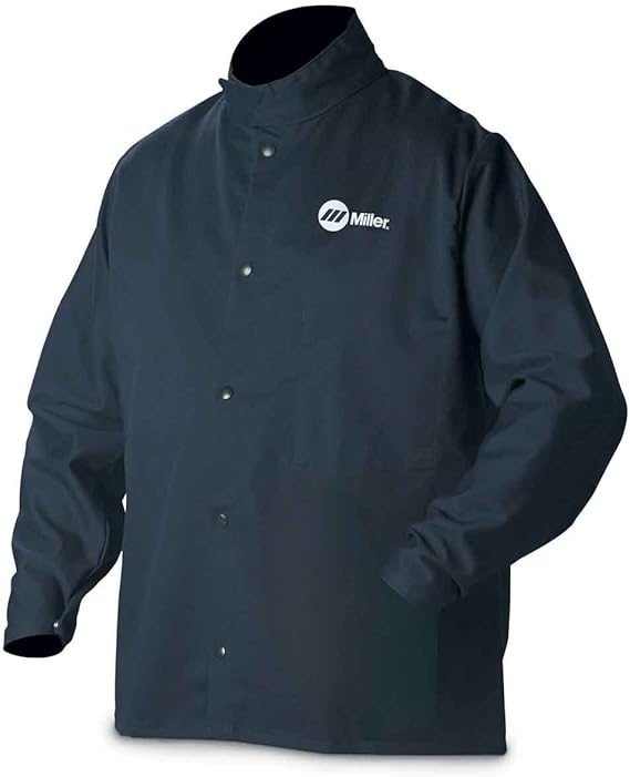 Welding Jacket, Navy, Cotton/Nylon, 2XL