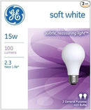 GE Lighting 97491 15 Watt Soft White Standard Incandescent Light Bulb 2 Pack