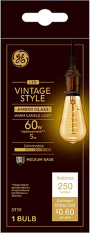 GE Vintage Style LED Light Bulb, 60 Watt, Amber Finish, ST19 Edison Style Bulb (1 Pack)