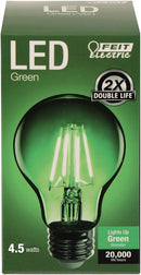 Feit Electric A19/TG/LED 40W Equivalent 4.5 Watt Dimmable Filament Clear Glass A19 LED Light Bulb, Green