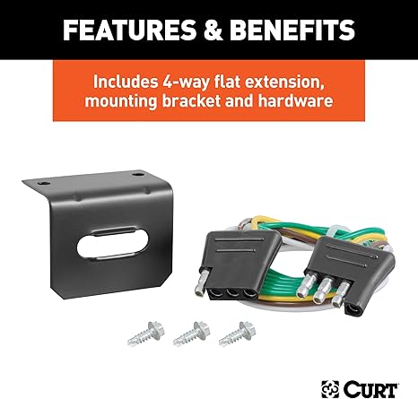 CURT 58964 Custom Towed-Vehicle RV Wiring Harness for Dinghy Towing, Fits Select Jeep Wrangler JL, Gladiator