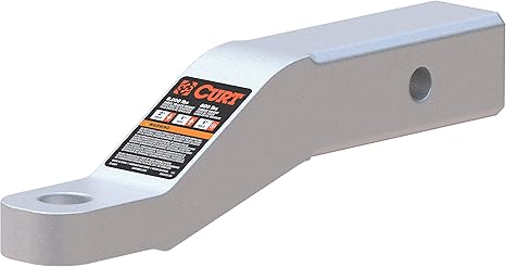 CURT 45360 Aluminum Trailer Hitch Ball Mount, Fits 2-Inch Receiver, 8,000 lbs, 1-Inch Hole, 2-in Drop, 1-in Rise