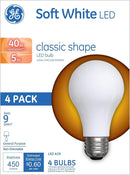 GE Classic LED Light Bulbs, 40 Watt, Soft White, A19 (4 Pack)