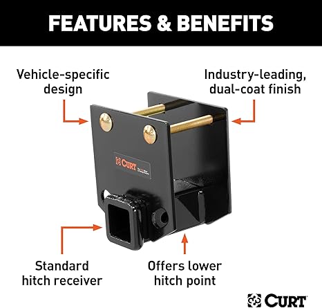 CURT 19100 Camper RV Bumper Hitch, Fits 4-Inch Beam, 2-In Receiver, 3,500 lbs