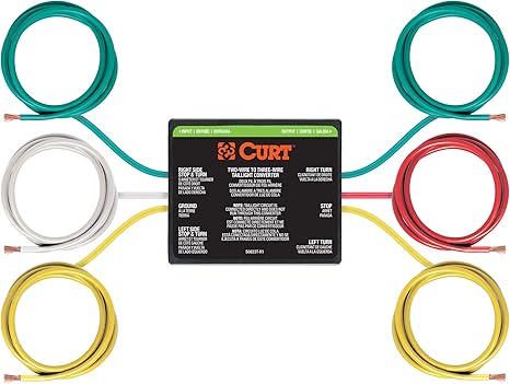 CURT 56196 2-to-3-Wire Splice-in Trailer Tail Light Converter for RV Dinghy Towing