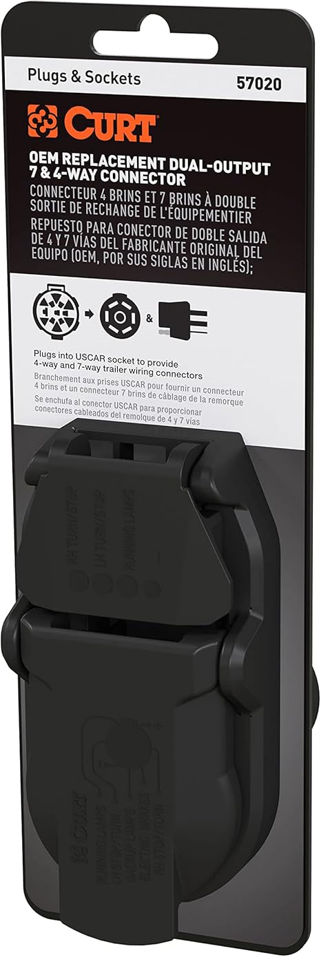 CURT 57020 OEM Replacement Dual-Output Vehicle-Side 7-Pin, 4-Pin Connectors, Plugs into Any USCAR Socket, Packaged