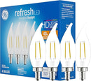 GE Refresh LED Light Bulbs, 40W, Daylight Candle Lights, Clear Decorative Light Bulbs, Small Base (4 Pack)