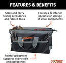 CURT 70004 Towing Accessories Storage Tool Bag, 14 Pockets, Reinforced Webbing