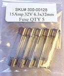 Bussmann AGC-15-R AGC Series Fuse, Fast Acting, 15 Amp, 32V, Glass Tube, 1/4" x 1-1/4", Rohs Compliant (Pack of 5)
