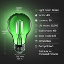 Feit Electric A19/TG/LED 40W Equivalent 4.5 Watt Dimmable Filament Clear Glass A19 LED Light Bulb, Green