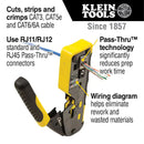 Klein Tools Ratcheting Cable Crimper / Stripper / Cutter, for Pass-Thru