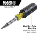 Klein Tools Multi-Bit Screwdriver / Nut Driver, 11-in-1, 8 Tips (Phillips, Slotted, Torx, Square), Cushion Grip