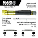 Klein Tools Multi-Bit Electronics Pocket Screwdriver, SAE, 4-In-1 No. 0, No. 00, 1/8 in, 3/32 in, 6 1/2 in L