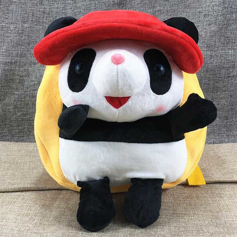 Red Hat Panda Kids Shoulder Bag Plush Backpack Yellow Snacks Travel Backpack Small School Bag