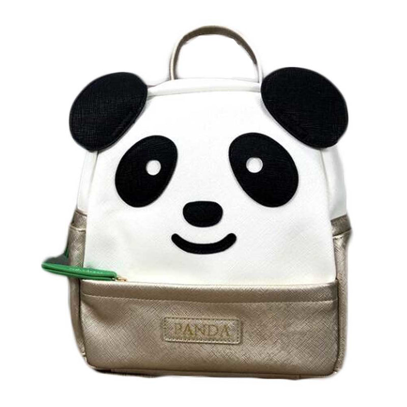 Cute PU Leather Panda Backpack Kids Shoulder Bag Gold Travel Casual Bag Small School Bag