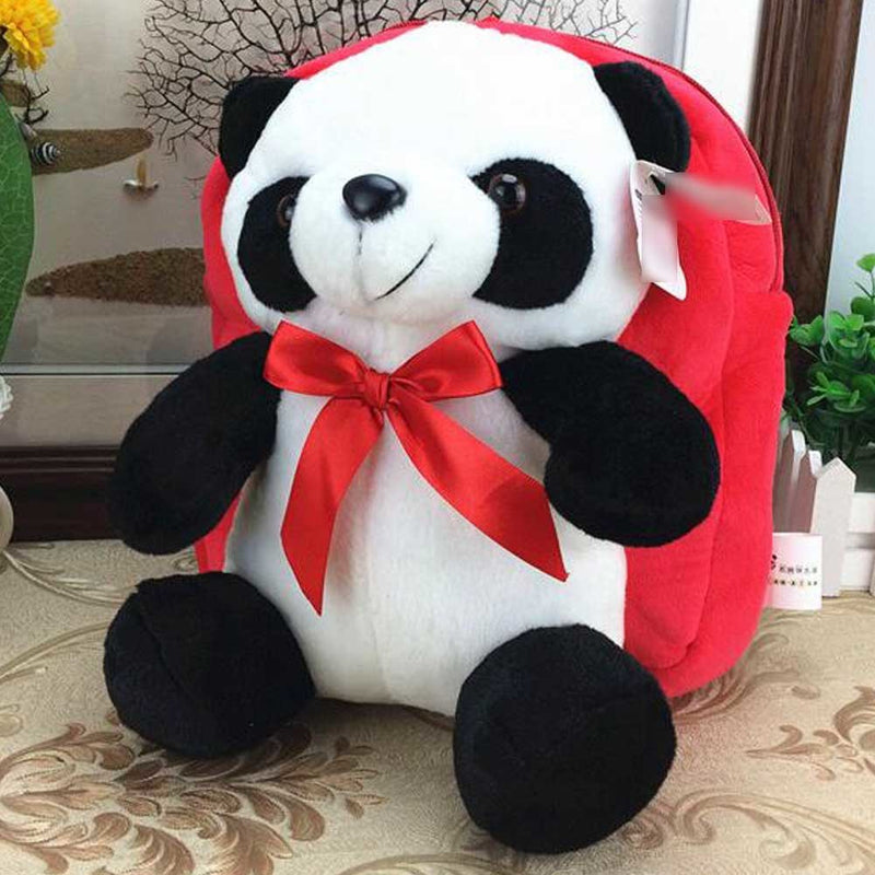 Red Cute Plush Panda Kids Shoulder Bag Travel Snacks Backpack Small School Bag