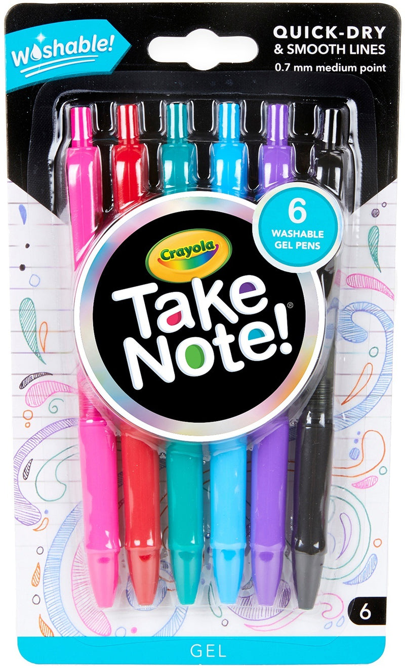 Crayola Take Note! Washable Gel Pens 6/Pkg-