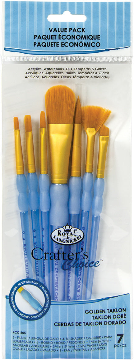 Crafter's Choice Gold Taklon Oval Brush Variety Set-7/Pkg