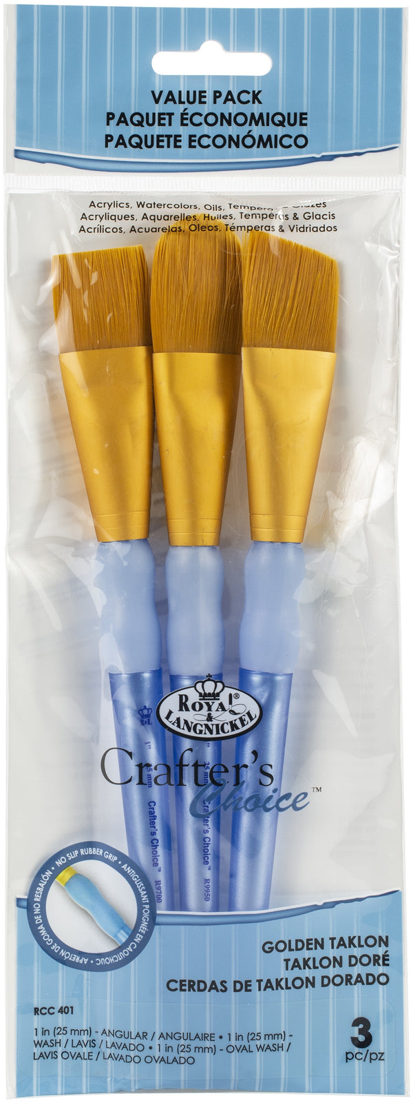 Crafter's Choice Golden Taklon Large Brush Set-3/Pkg