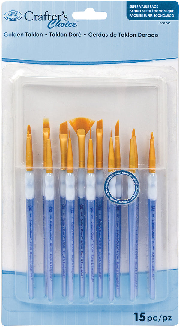 Crafter's Choice Mini Gold Taklon Brush Value Set-15/Pkg