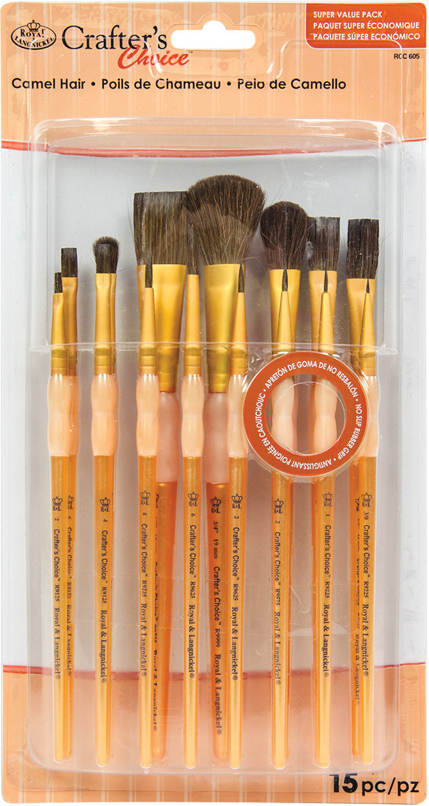 Crafter's Choice Natural Hair Brush Value Set-15/Pkg