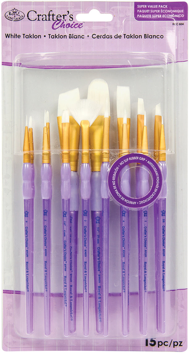 Crafter's Choice White Taklon Brush Value Set-15/Pkg