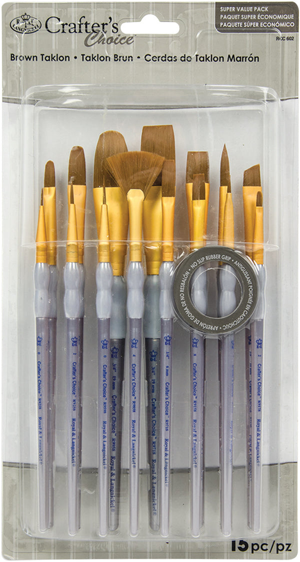 Crafter's Choice Brown Taklon Brush Value Set-15/Pkg