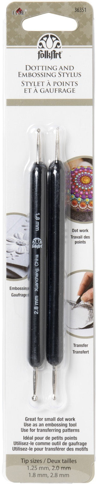 Folkart Painting Tool Dotting & Embossing Stylus 2/Pkg-