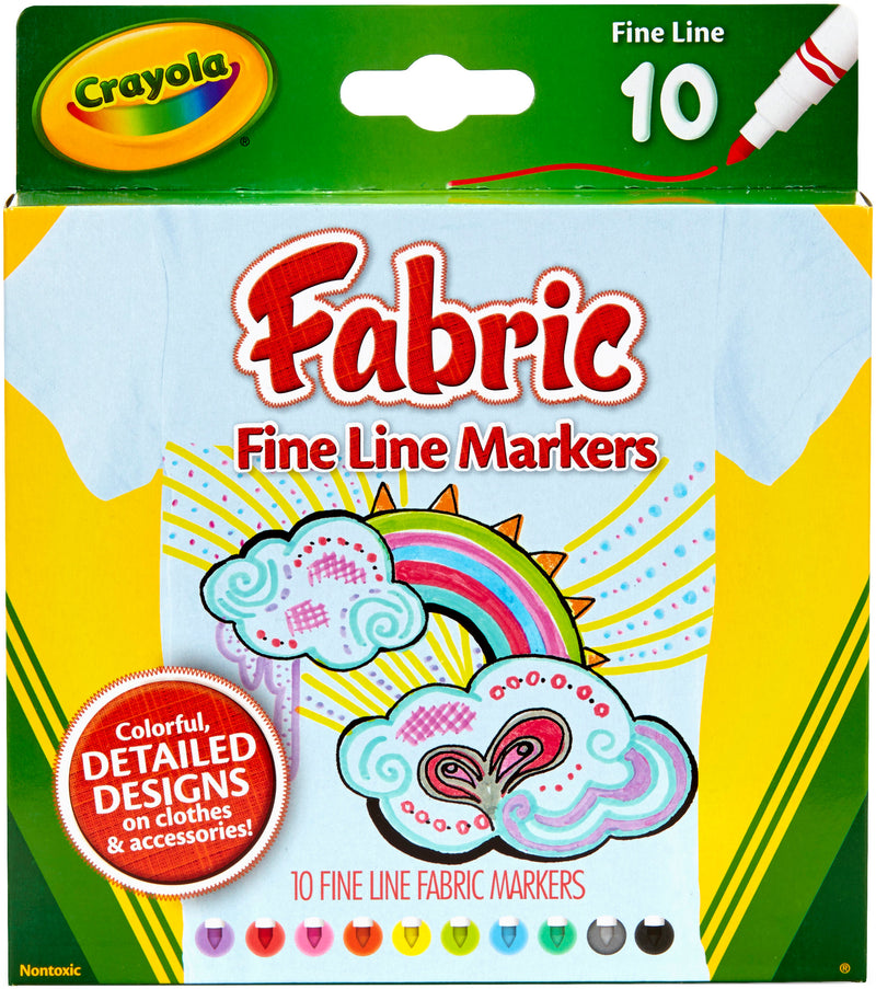 Crayola Fine Line Fabric Markers-10/Pkg