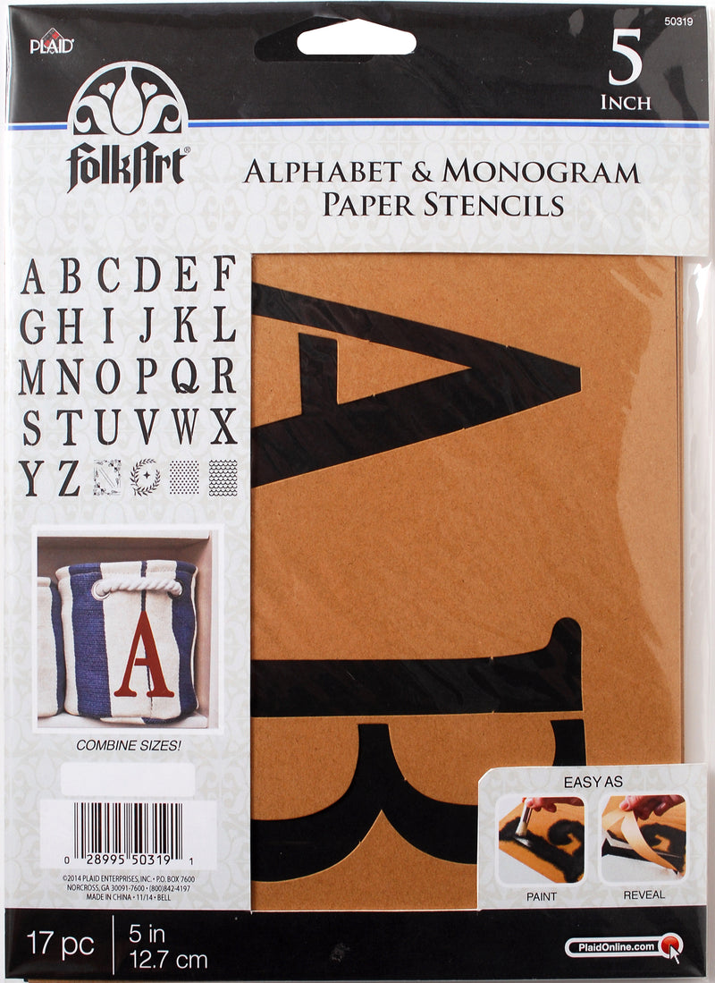 FolkArt Paper Stencil 5"-Serif 17/Pkg