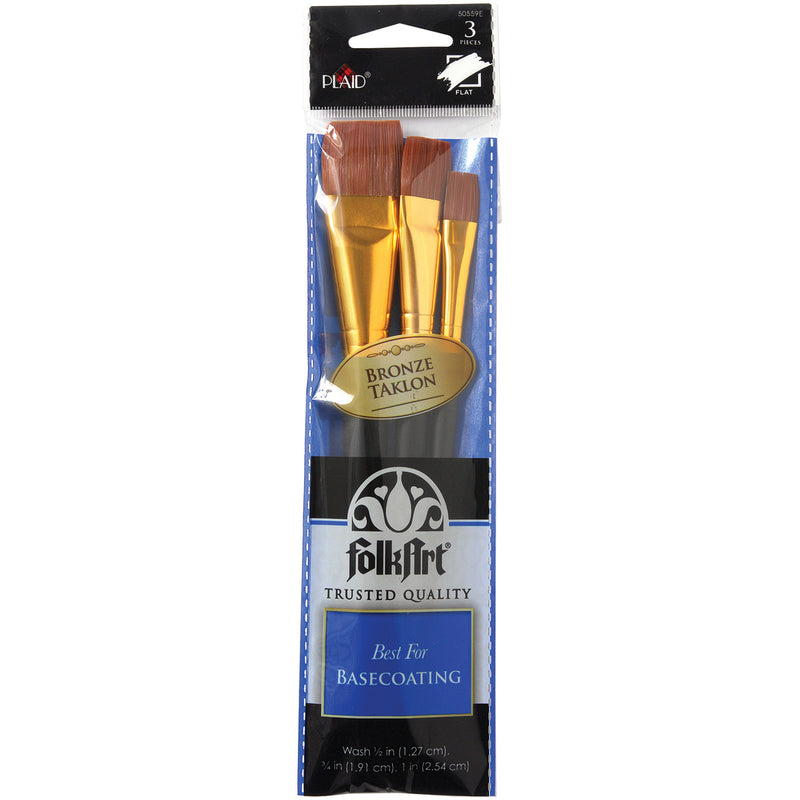 FolkArt Bronze Taklon Brush Set-3/Pkg