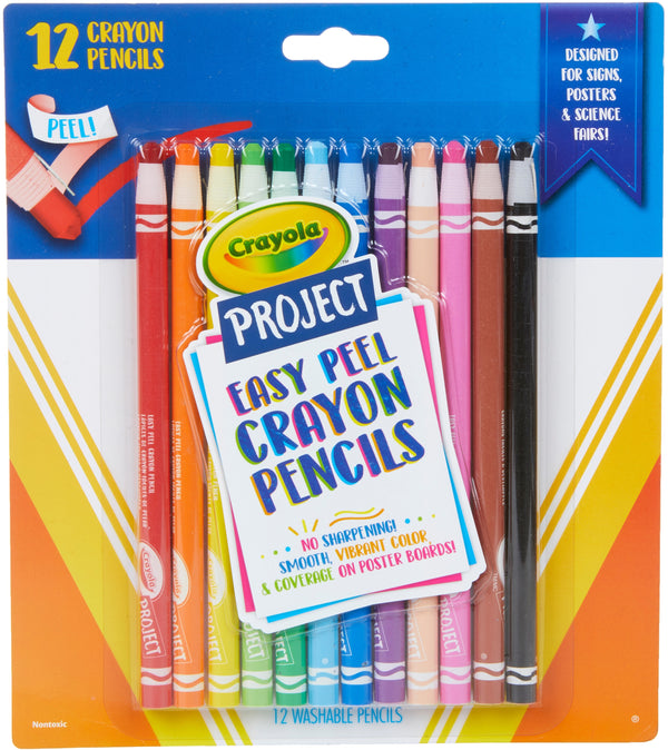 Crayola Project Easy Peel Crayon Pencils 12/Pkg-Assorted Colors