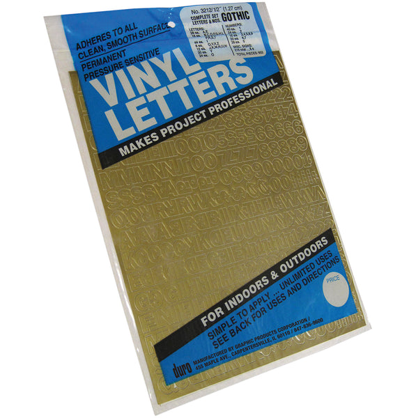 Permanent Adhesive Vinyl Letters & Numbers .5" 852/Pkg-Gold