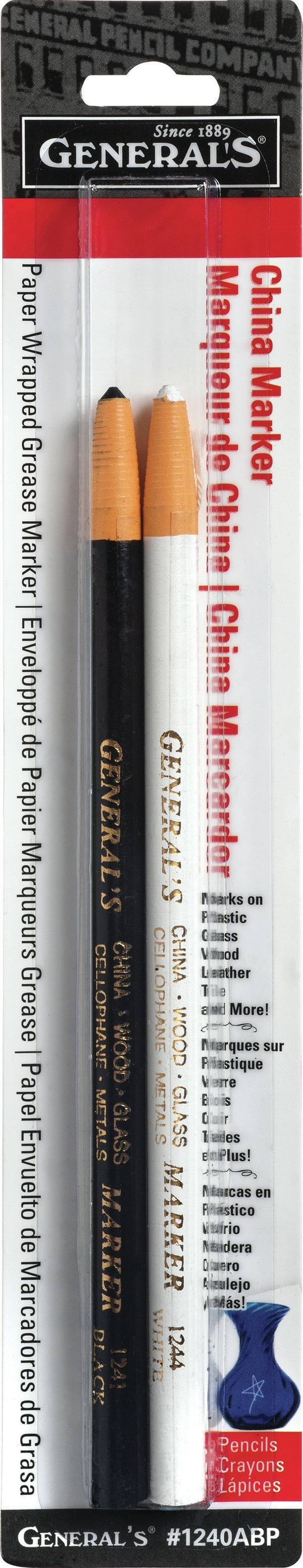 China Marker Multi-Purpose Grease Pencils 2/Pkg-Black & White