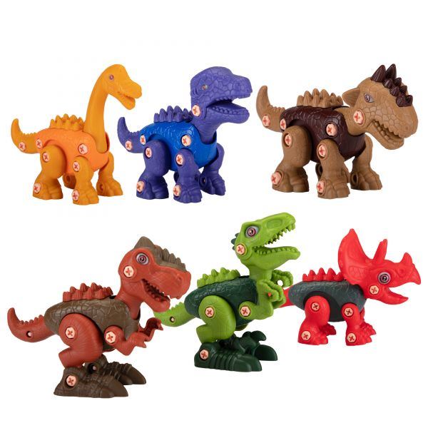 6-in-1 Take Apart Dinosaur Toys with Electric Drill for Kids of 3 and 3 Years Above, Colorful XH