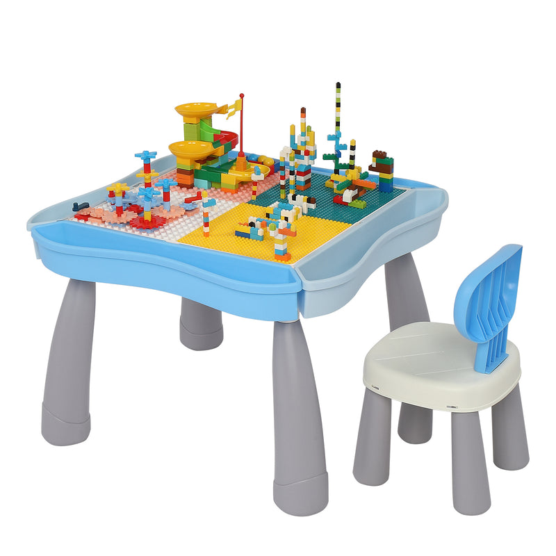 Kids Activity Table Set, Multi Activity Table Set with Storage Area, 300PCS Building Blocks