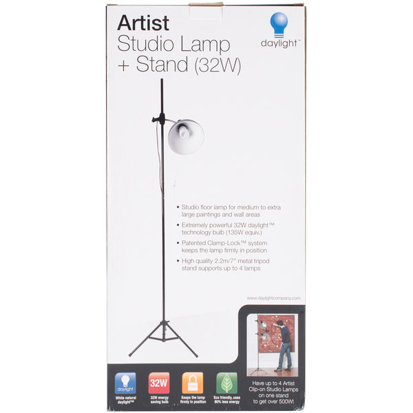 Daylight Artist Studio Lamp and Stand Silver and Black