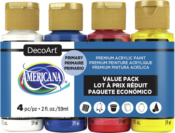 Americana Acrylics Value Pack 4/Pkg-Primary