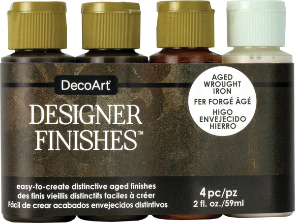 DecoArt Designer Finishes Paint Pack 4/Pkg-Aged Wrought Iron