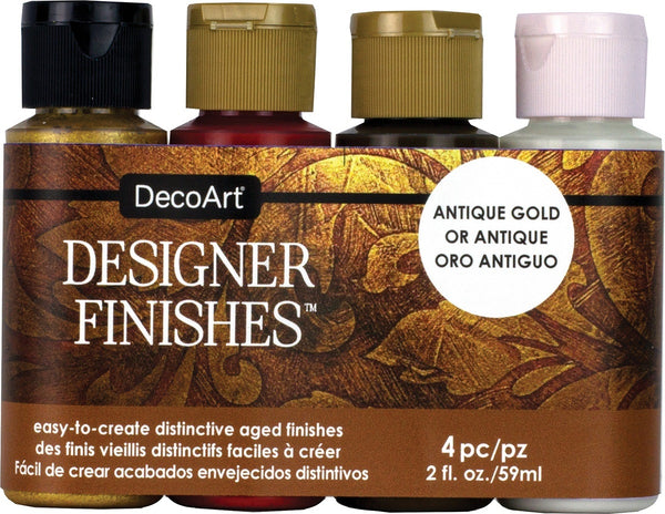 DecoArt Designer Finishes Paint Pack 4/Pkg-Antique Gold