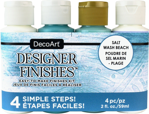 DecoArt Designer Finishes Paint Pack 4/Pkg-Salt Wash Beach