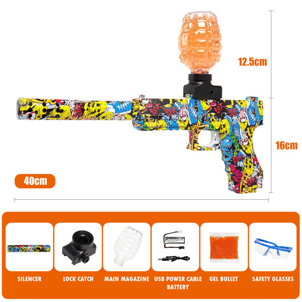 Splatter Ball Gun Gel Ball Blaster Toy Guns; with 11000 Non-Toxic; Eco-Friendly; Biodegradable Gellets; Outdoor Yard Activities Shooting Game(Graffiti - Reinforced)