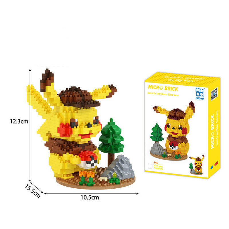 Pokemon Creative Mini Building Blocks Pikachu Pen Holder Fun Toy Building Blocks Children's Educational Jigsaw Christmas Gift