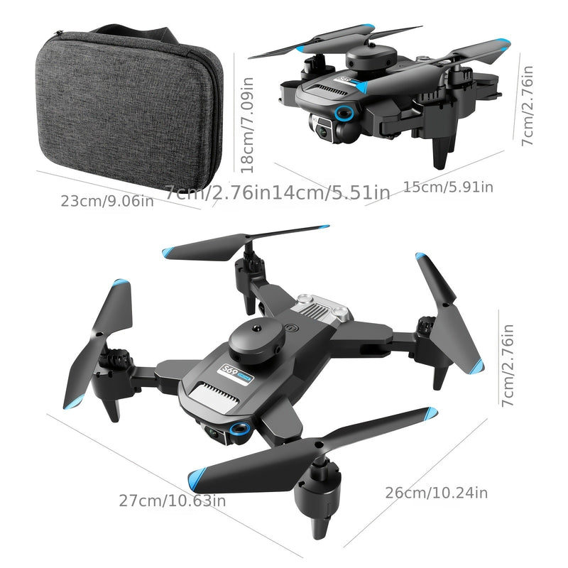 S69 RC Drone With HD Dual Camera & 3 Battery; WIFI FPV Drone 360° Obstacle Avoidance Headless Mode; RC Foldable Quadcopter Helicopter Drone Gift Toys For Kids Adults