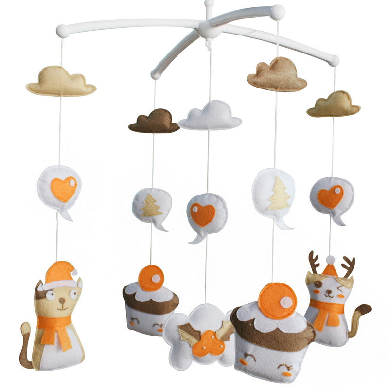 Christmas Cupcakes Baby Crib Mobile Infant Room Nursery Decor Hanging Musical Mobile Crib Toy