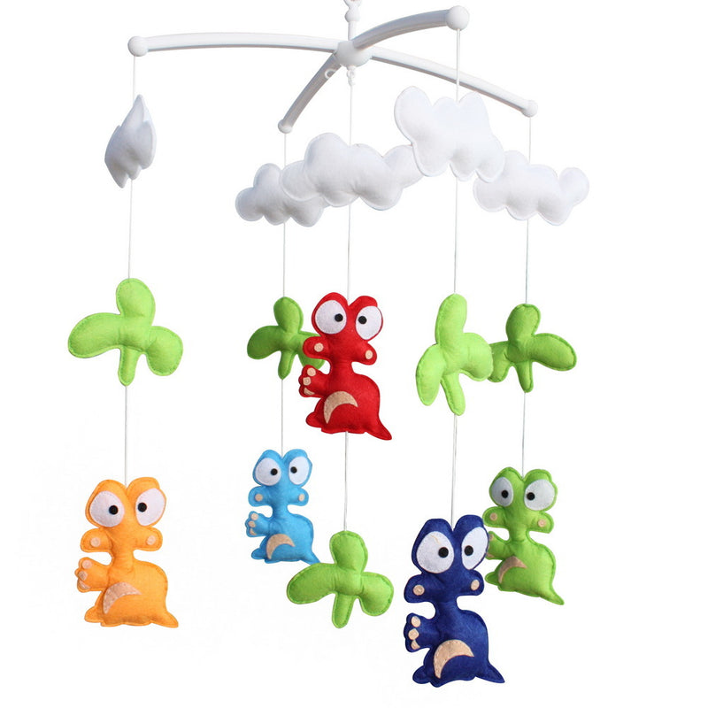 Handmade Baby Crib Mobile Baby Musical Mobile Nursery Room Hanging Animal Toy Decor; Colorful Dinosaur