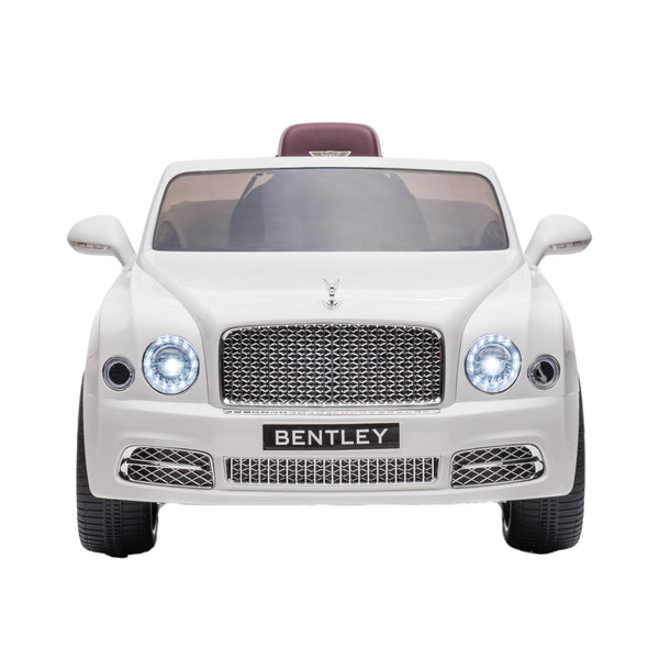 12V Electric Kid Ride On Car; Bentley Mulsanne Licensed Cars for Kids; Battery Powered Kids Ride-on Car White; 4 Wheels Motorized Vehicles Children Toys; 2 Speeds; LED Headlights