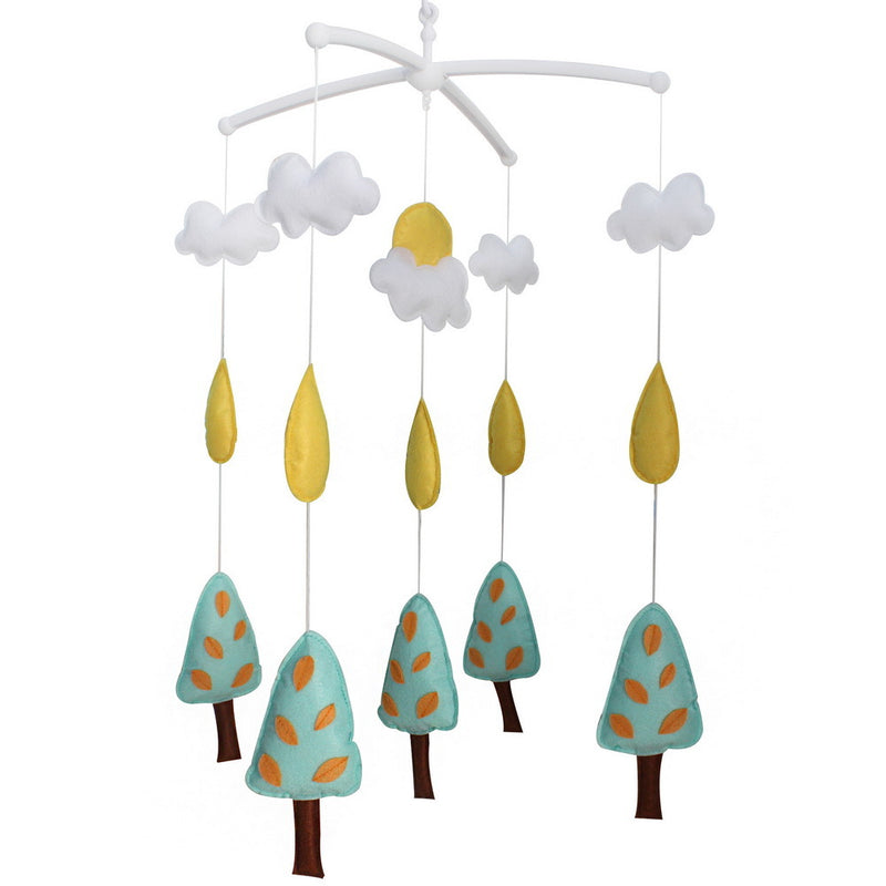 Baby Crib Mobile Woodland Night Trees Moon Clouds Handmade Musical Mobile Baby Shower Gift Nursery Decor